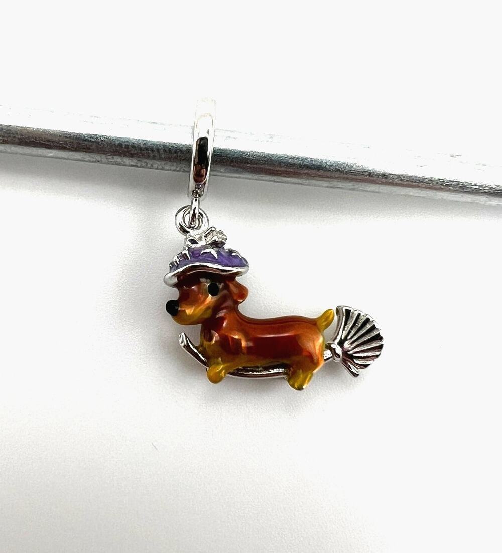 NEW Halloween Witch Dachshund Charm for European Bracelet